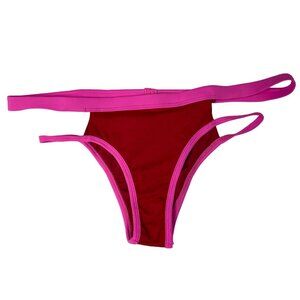 Yandy High Waisted Double Strap Bikini Bottoms Red Pink Sz XL